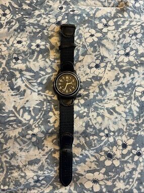 Men's Swiss Army Black Field Watch with Black Nylon Strap